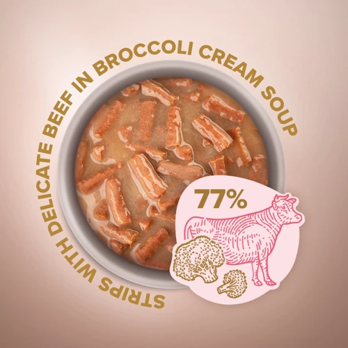 Влажный корм Club 4 Paws Premium Selection Cat Strips Beef in Broccoli Cream Soup полоски с говядиной в крем-супе для котов 12х85 г (4820215368100): Класс Премиум