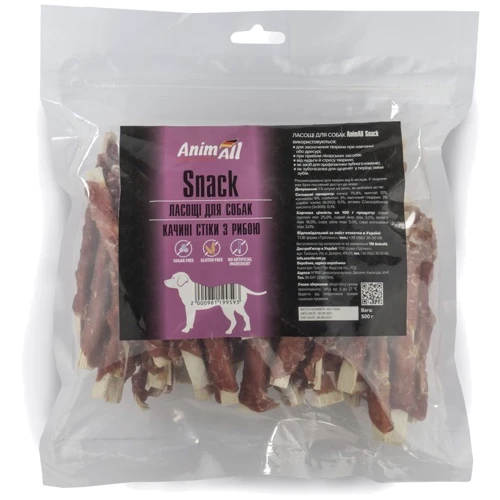 Лакомство AnimAll Snack 99593 утиные стики с рыбой для собак 500 г (151732)