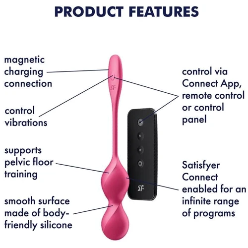 Вагинальные шарики с вибрацией Satisfyer Love Birds 2 Connect App Red