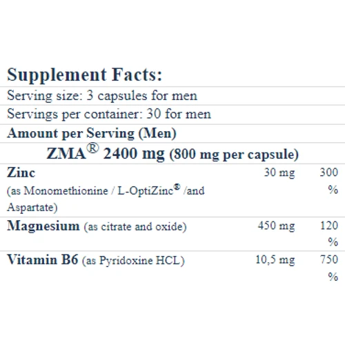Бустер тестостерона Amix ZMA 90 caps / 30 servings: Форма выпуска капсулированные