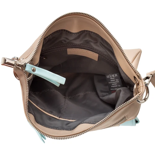 Женская сумка через плечо Laskara бежевая (LK-10238-cream-blue): Материал Искусственная кожа
