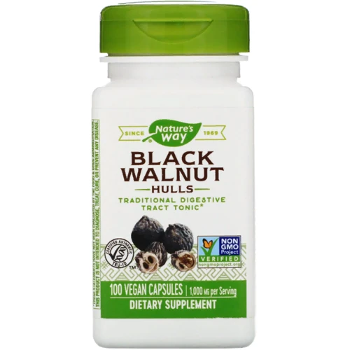 Nature's Way, Black Walnut, Hulls, 500 mg, 100 Capsules (NWY-10600)