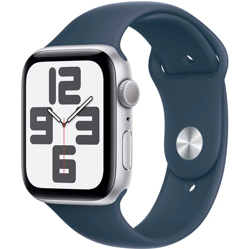Apple Watch SE 2 2023 44mm GPS Silver Aluminum Case with Storm Blue Sport Band - M/L (MREE3) UA