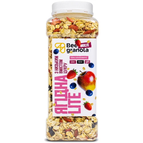 Мюслі Bee Granola Ягідна Lite 450 г: Вага нетто 450 г