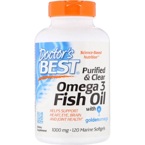 Doctor's Best, Purified & Clear Omega 3 Fish Oil with Goldenomega, 1,000 mg, 120 Marine Softgels (DRB-00478)