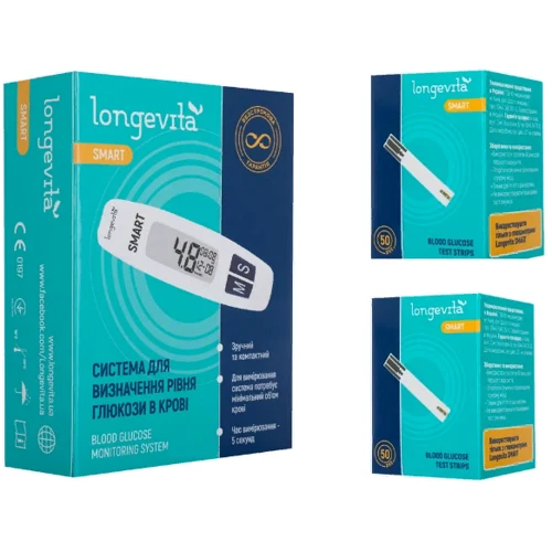Глюкометр Longevita Smart + Тест полоски 100 шт. 