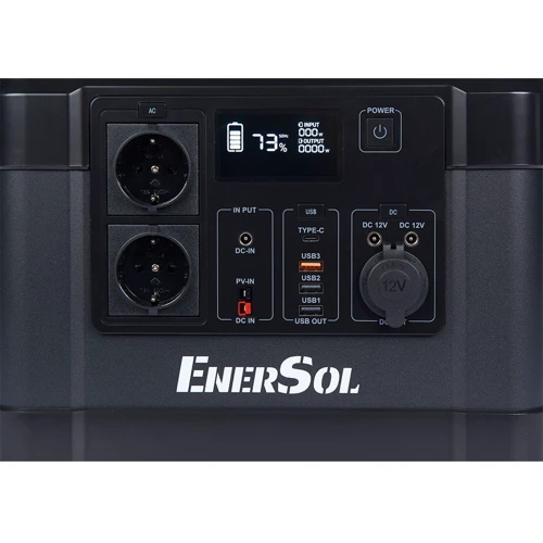 Зарядная станция EnerSol 1110Wh 1000W (EPB-1000N): Разъемы для подзарядки DC-разъем, Зарядка от солнечной панели, Зарядка от сети, Зарядка от автомобиля