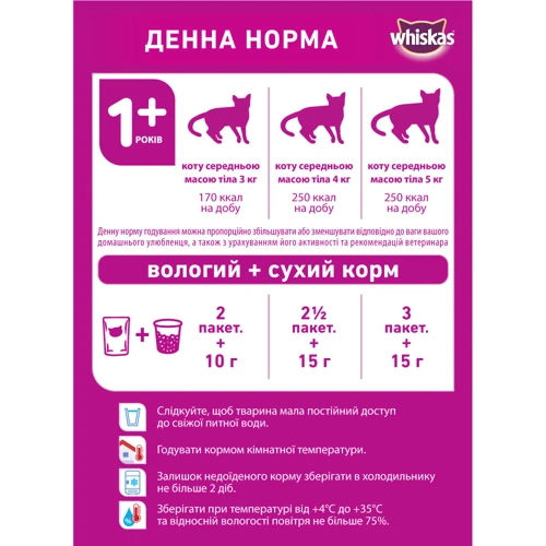 Консерви для котів Whiskas з куркою в желе 85 г (5900951263422): Вага упаковки 0.085 кг