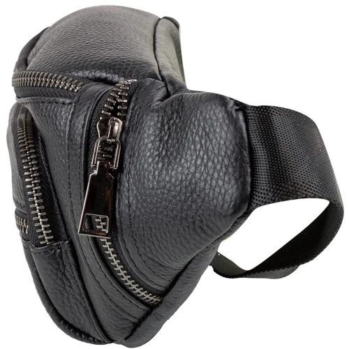 Мужская поясная сумка Vito Torelli черная (VT-6585-black): Фактура Матовая, Зернистая