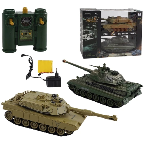 Танковое сражение на радиоуправлении: 2 танка, звуки, свет, резиновые гусеницы, подвижная башня (99821): Производитель Noname