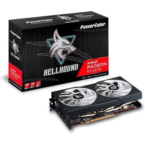 Видеокарта PowerColor Radeon RX 6600 Hellhound (AXRX 6600 8GBD6-3DHL): Объем памяти, Гб 8