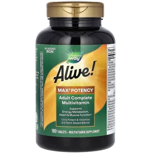 Nature's Way Alive! Max3 Daily Multi-Vitamin Мультивітаміни 180 таблеток (без заліза)