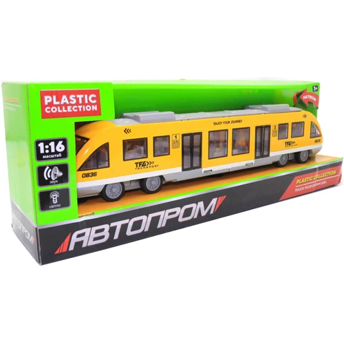 Машинка игрушечная Автопром Электричка 43х6х9 см, желтый (7954AB)