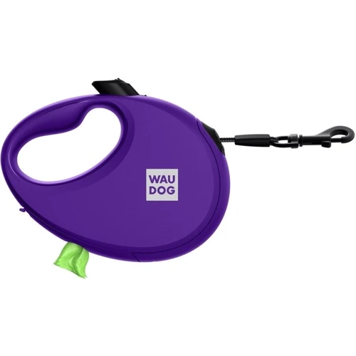 Поводок-рулетка для собак WAUDOG R-leash с контейнером для пакетов L фиолетовый до 40 кг 5 м (26299): Тип шнура Лента
