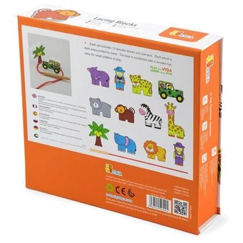 Дерев'яне шнурівка Viga Toys Зоопарк (59549): Стать Для мальчиков, Для девочек
