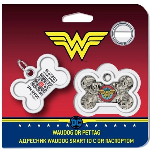 Адресник металлический WAUDOG Smart ID c QR паспортом рисунок Чудо-женщина 2 40х28 мм (0640-1013): Тип Аксессуары к ошейникам