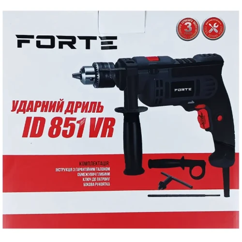 Дрель Forte ID 851 VR: Мощность 850 Вт
