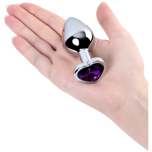 Анальная пробка с кристаллом Metal By Toyfa Silver anal plug Аmethyst