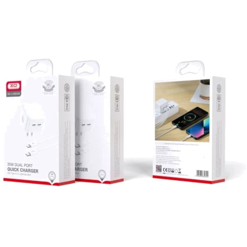 Зарядное устройство XO Wall Charger 2xUSB-C+USB L102 35W White with Cable USB-C to Lightning: Особенности Power Delivery (PD), Быстрая зарядка, USB-C