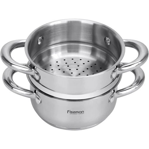 Кастрюля Fissman GULLIVER 14x7 см, 1.1 л со вставкой-пароваркой 14x6.5 см (5428): Материал корпуса Нержавеющая сталь
