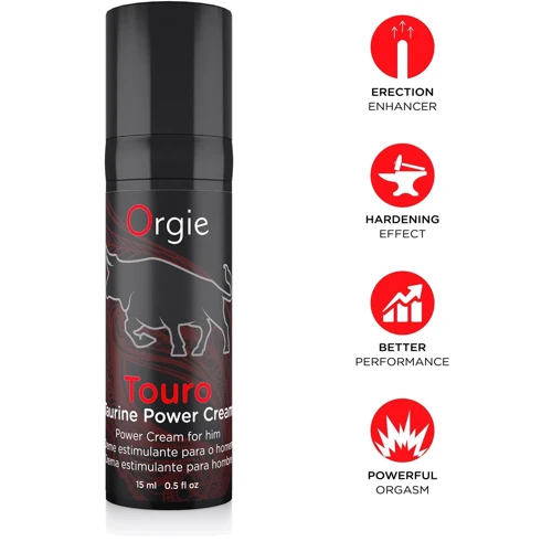 Крем для усиления эрекции Orgie Touro Power Cream, 15 мл, с таурином, гинкго и корнем женьшеня
