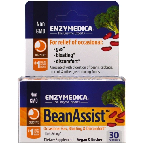 Enzymedica BeanAssist Фермент для переваривания сложных углеводов 30 капсул: Тип Пищеварительные ферменты