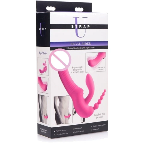 Regal Rider Vibrating Silicone Strapless Strap On Triple G Dildo - страпон, 22.9x3.8 см