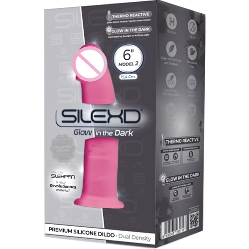 Фаллоимитатор SilexD Robby Pink Glow in the dark Premium Silicone Dildo Model 2 Size 6"