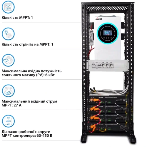 Система хранения энергии Solarverse SRV24-1SN6.2K1-LDY9.6K1-1 6.2kW 9.6kWh 4BAT LiFePO4