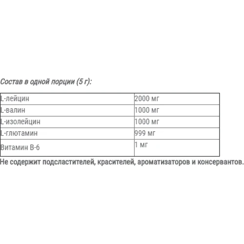 Амінокислота для спорту Vansiton ВСАА 500 g / 100 servings / Unflavored: Смак Без вкуса