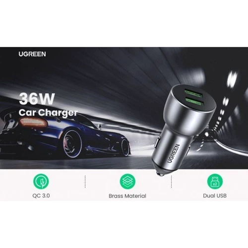 Зарядное устройство Ugreen Car Charger 2xUSB CD213 42.5W Dark Blue (60980): Количество USB-портов 2