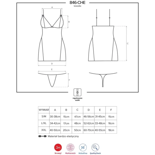 Комплект Obsessive 846-CHE-1 chemise, L/XL