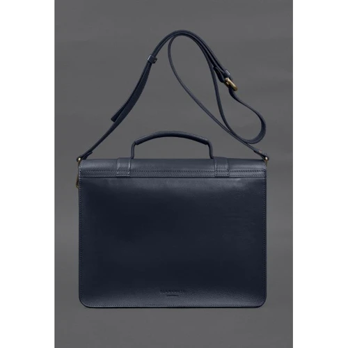 Сумка-сэтчел BlankNote Porte синяя (BN-BAG-58-navy-blue): Фактура Матовая, Гладкая