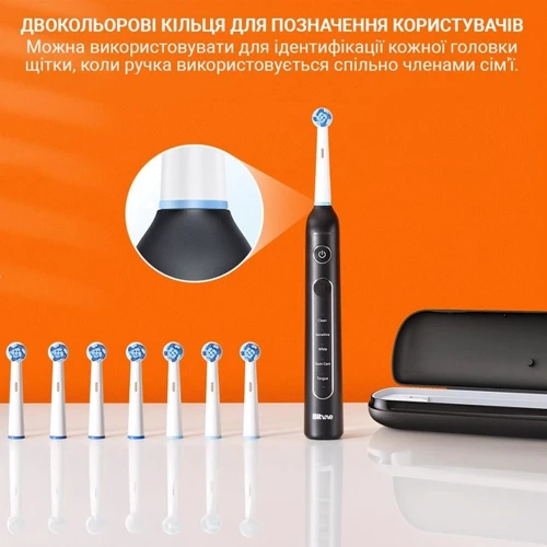 Зубная щетка Bitvae R2 Rotating с футляром и 8 насадками black: Назначение взрослая
