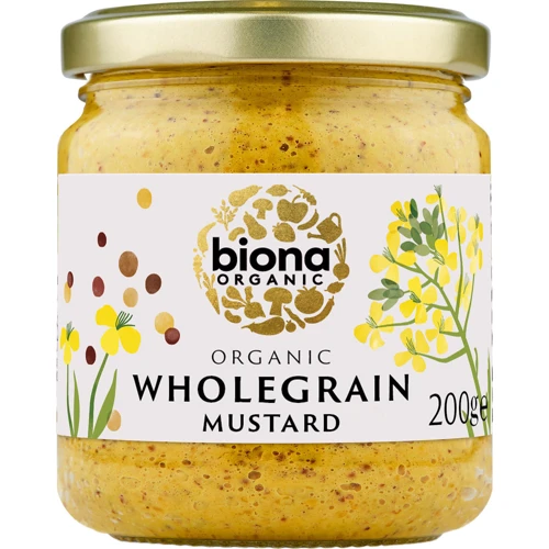Горчица цельнозерновая Biona Organic Wholegrain Mustard органическая 200 г (5032722304932)