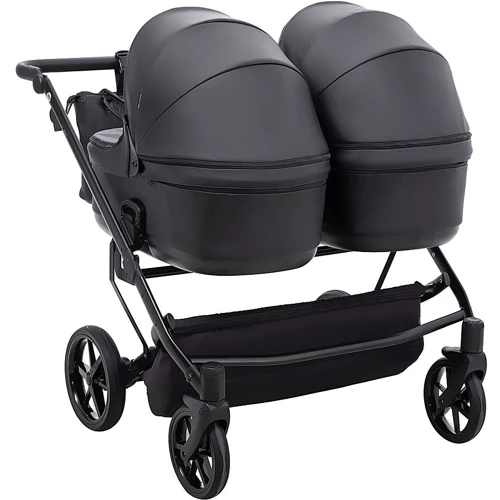 Коляска універсальна для двійні 2 в 1 Adamex Leo Duo Eco SA-2 чорний (681143): Ширина шасі 85 см