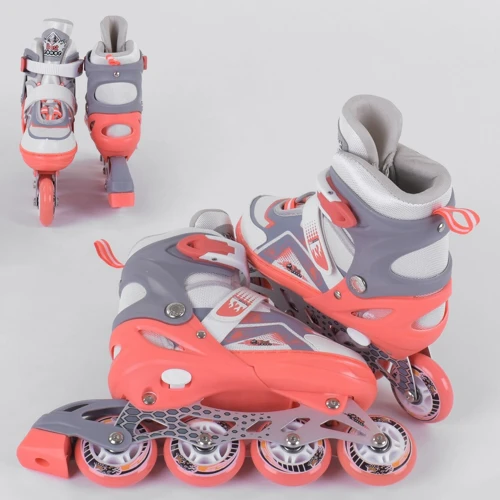 Роликові ковзани Best Roller (30-33) PU колеса, світло на передньому колесі, в сумці Coral / White (98930): Колір розовый