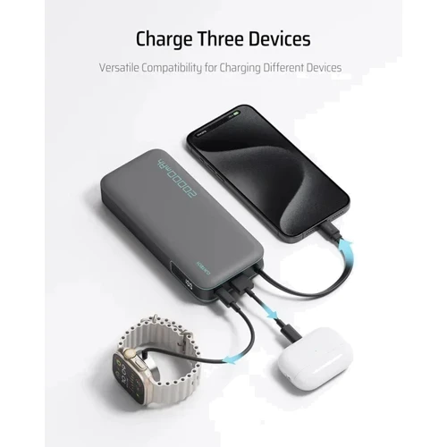 Внешний аккумулятор Cuktech Power Bank 20000mAh PB200N 55W Gray: Встроенный кабель USB Type-C