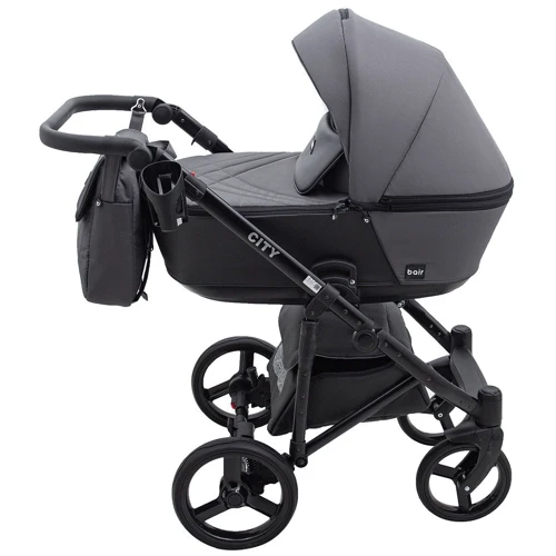 Коляска 2 в 1 Bair City Soft 37 Графит - черная кожа (680690): Ширина шасси 60 см