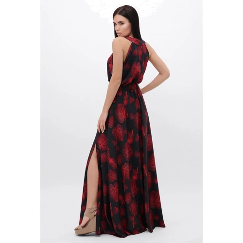 Сарафан FashionUp SRF-1814B-46 46 черный повседневный длинный макси: Состав Полиэстер, Шелк, Эластан