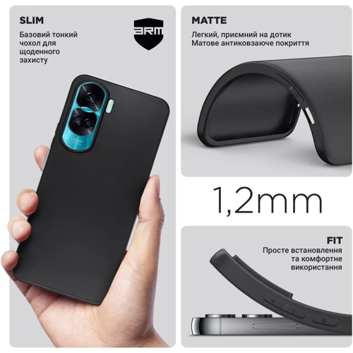 Чехол для телефонов ArmorStandart Matte Slim Fit Black for Honor 90 Lite (ARM73691): Материал TPU (термополиуретан)