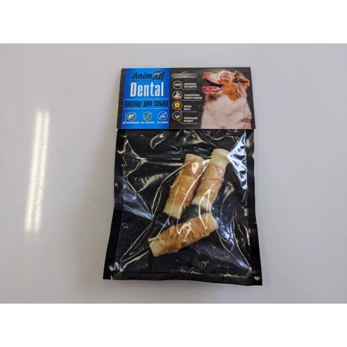 Лакомства для собак AnimAll Dental трубочка рулетик №3 с мясом курицы 7-8 см 3 шт. (2000981274757)