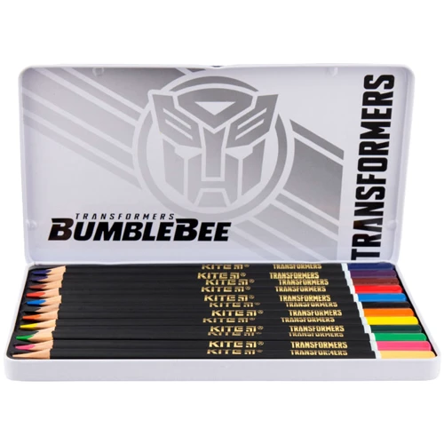 Олівці кольорові тригранні Kite Transformers BumbleBee Movie TF19-058, 12 шт., Мет. пенал: Тип кольорові