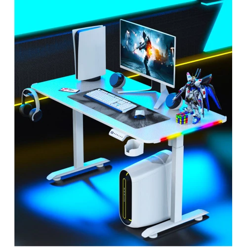 Геймерський стіл GT Racer 120x60x73-117 см White (T-1231)