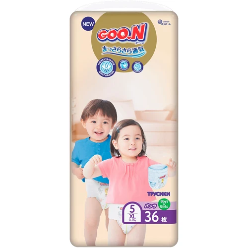 Трусики-подгузники GOO.N Premium Soft для детей 12-17 кг, 5 (XL), 36 шт
