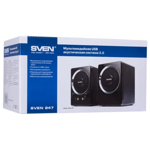 Акустична система SVEN 247 Black: Діапазон відтворюваних частот 90-20000 Гц