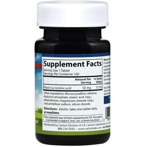 Carlson Labs Niacin 50 mg Ніацин 100 таблеток: Тип Витамин B