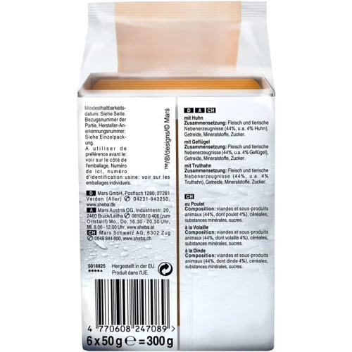 Влажный корм Sheba Fresh&Fine для котов Мясной микс 72х50 г (4770608247096): Основные ингредиенты Птица, Курица, Индейка