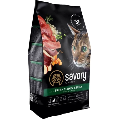 Сухой корм Savory Adult Cat Gourmand Fresh Turkey&Duck для котов с индейкой и уткой 2 кг