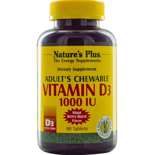 Natures Plus Vitamin D3 Витамин Д3 с ягодным вкусом 1000 МЕ 90 жевательных таблеток